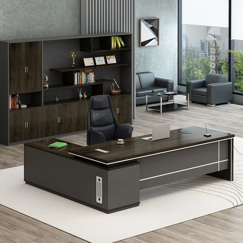 

Premium Boss table and chairs President table Simple light luxury high-end atmospheric office