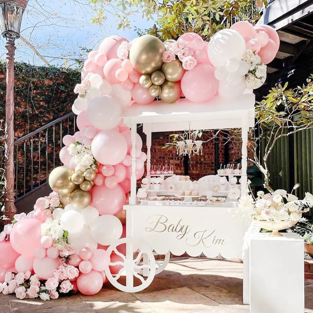 125Pcs Baby Pink Balloon Garland Arch Kit White Metallic Gold Latex Balloons Wedding Party Bridal Girls Baby Shower Birthday Dec