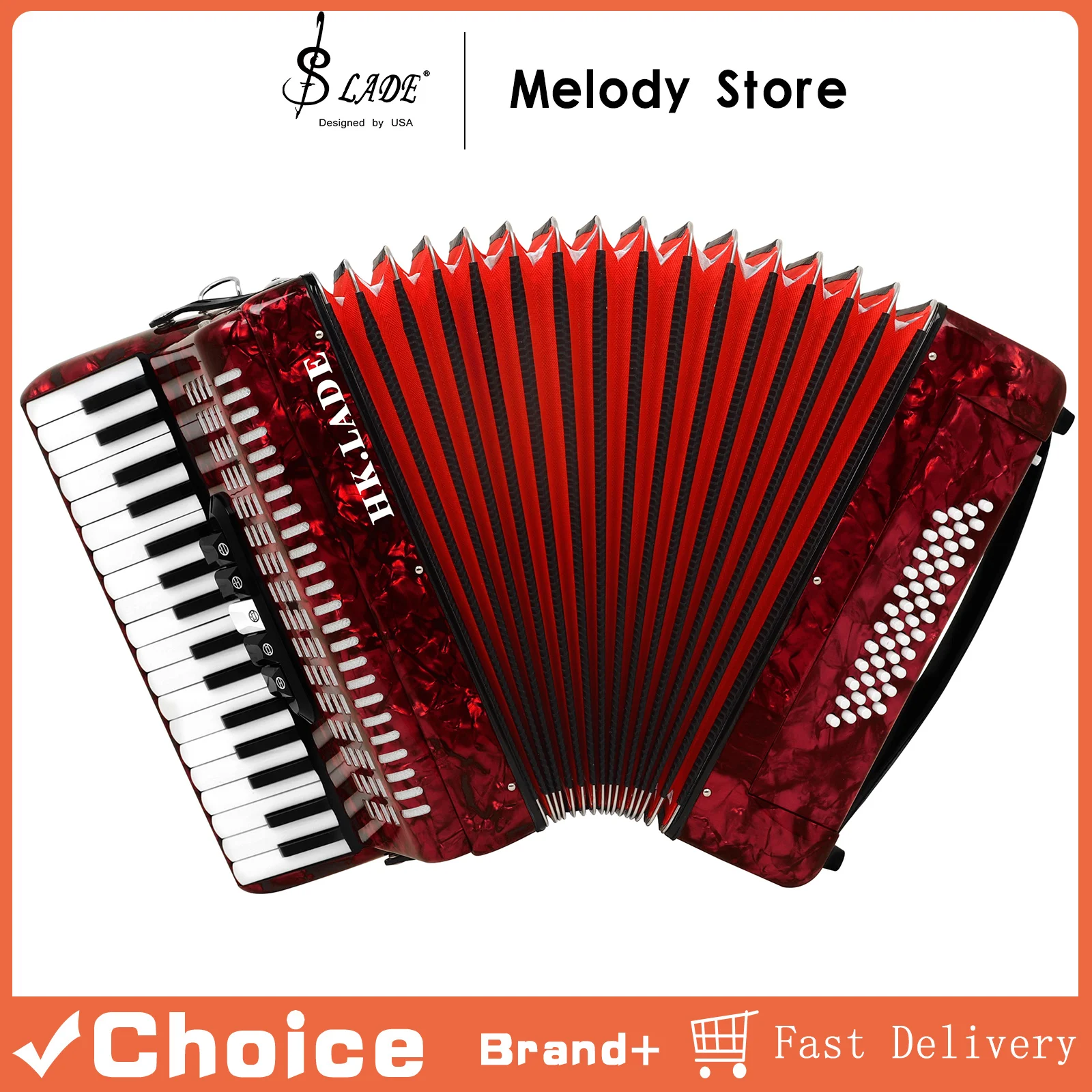 

Аккордеон SLADE, 34 клавиши, 48 басов, 5 клавишных секций, переменный баян-аккордеон для выступлений, с аксессуарами, клавишные инструменты