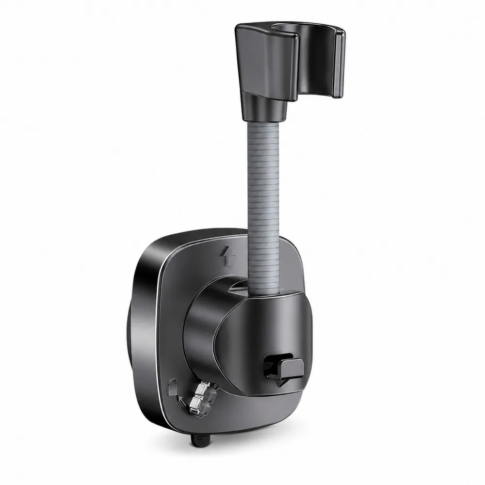 1 Stück Saugnapf-Duschkopfhalter, verstellbar um 360° °   Drehbare Wandhalterung ohne Bohren, abnehmbarer, robuster Handbrausehalter mit Haken