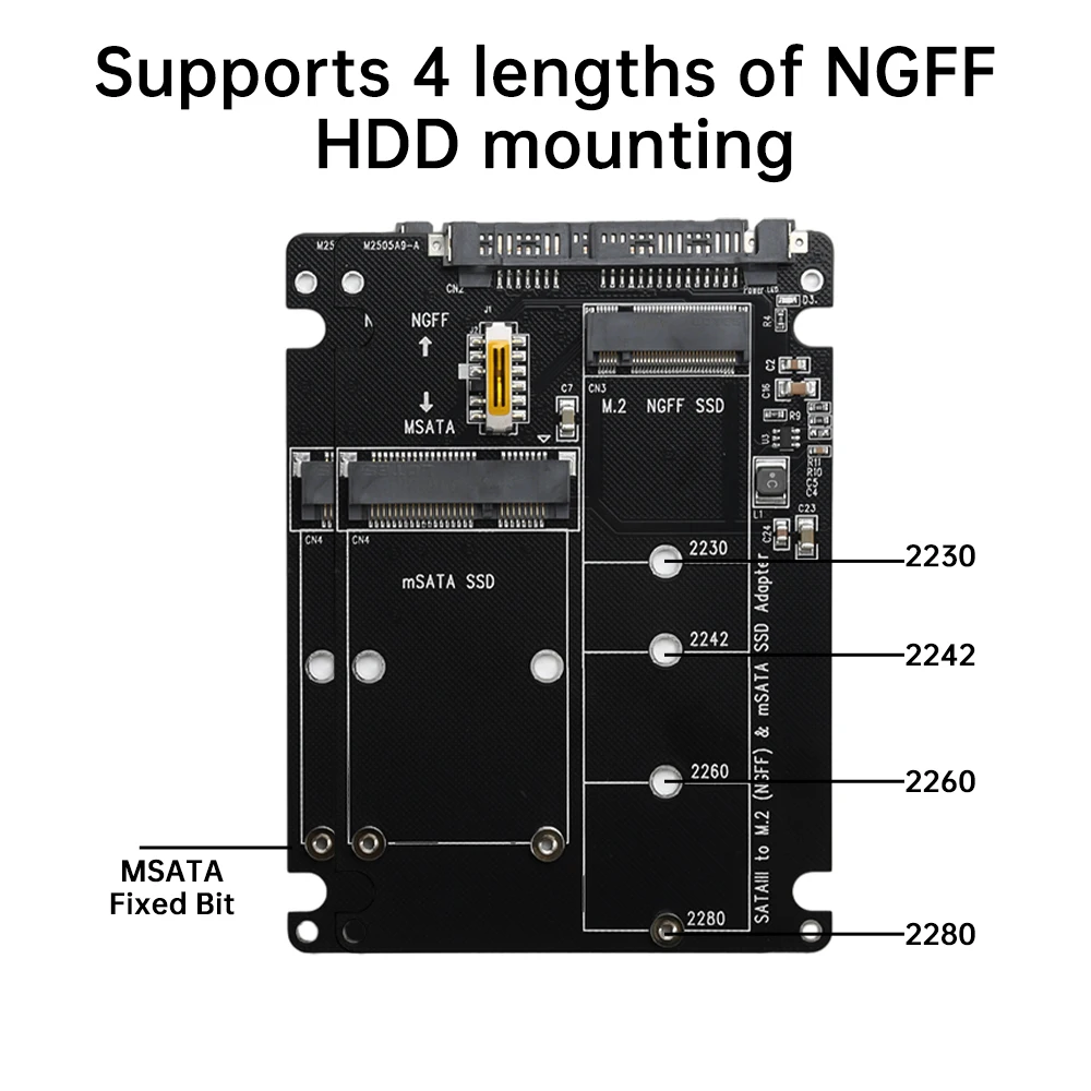 M. 2 Solid State SSD to SATA 3.0 External Hard Disk Box NGFF MSA to Serial Port Adapter Dual Use 2-in-1