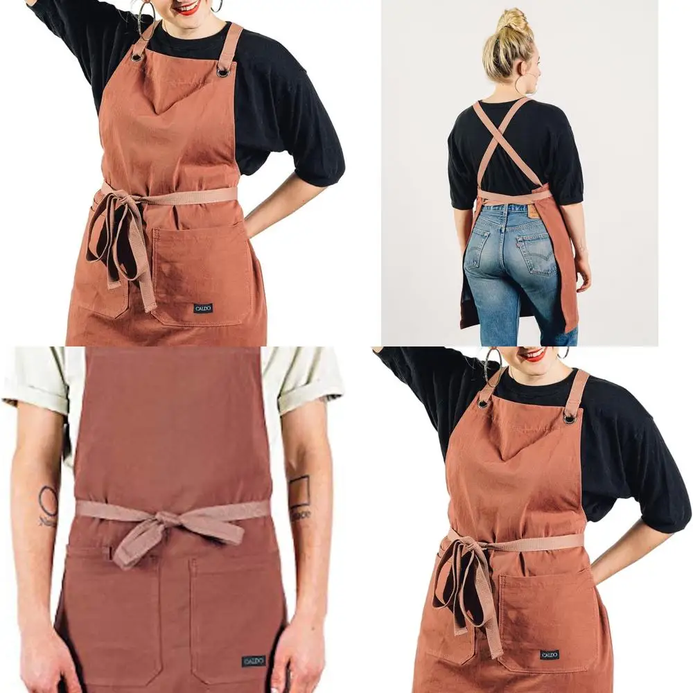 

Professional Midweight Cotton Crossback Apron - Unisex Chef & Server Bib - Adjustable Style - Terracotta
