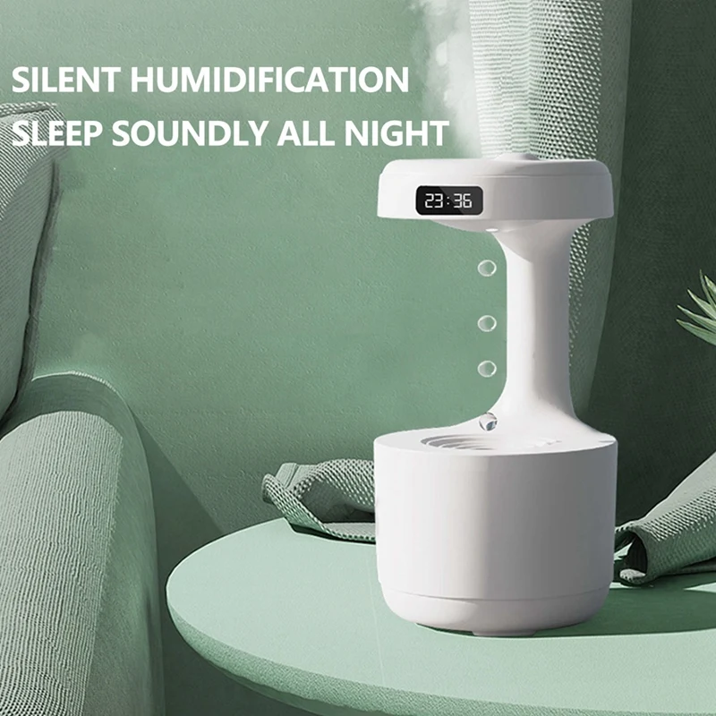 Humidificador ultrasónico para el hogar, antigravedad, gotas de agua, con pantalla LED, para dormitorio, 600ML