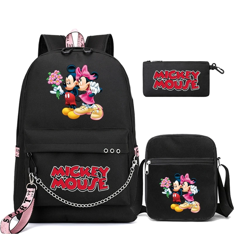 MINISO  3Pcs/set Mickey Mouse Backpacks Printed Bookbag Travel Bag Student Teenage  Knapsack Boy Girl Schoolbag Leisure Rucksack