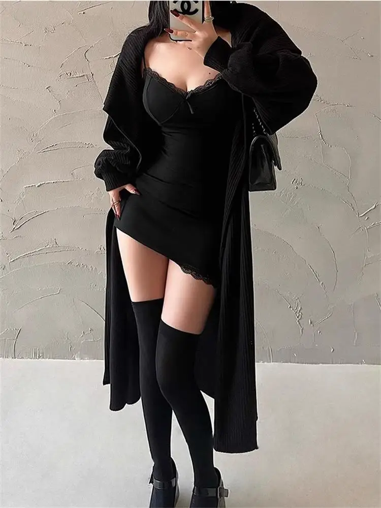 Sexy Spitze Spleißen Ärmelloses Mini Kleid Frauen Dünne Schlinge Rot Sommerkleid Kurze Club Sommer Schwarz Bodycon Kleider Party Mädchen – Detail 13
