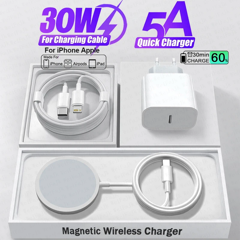 For Apple Original Magsafes Wireless Charger For iPhone 15 14 13 12 11 16 Pro Max X XS XR Plus Fast Charging Type C Charge Cable