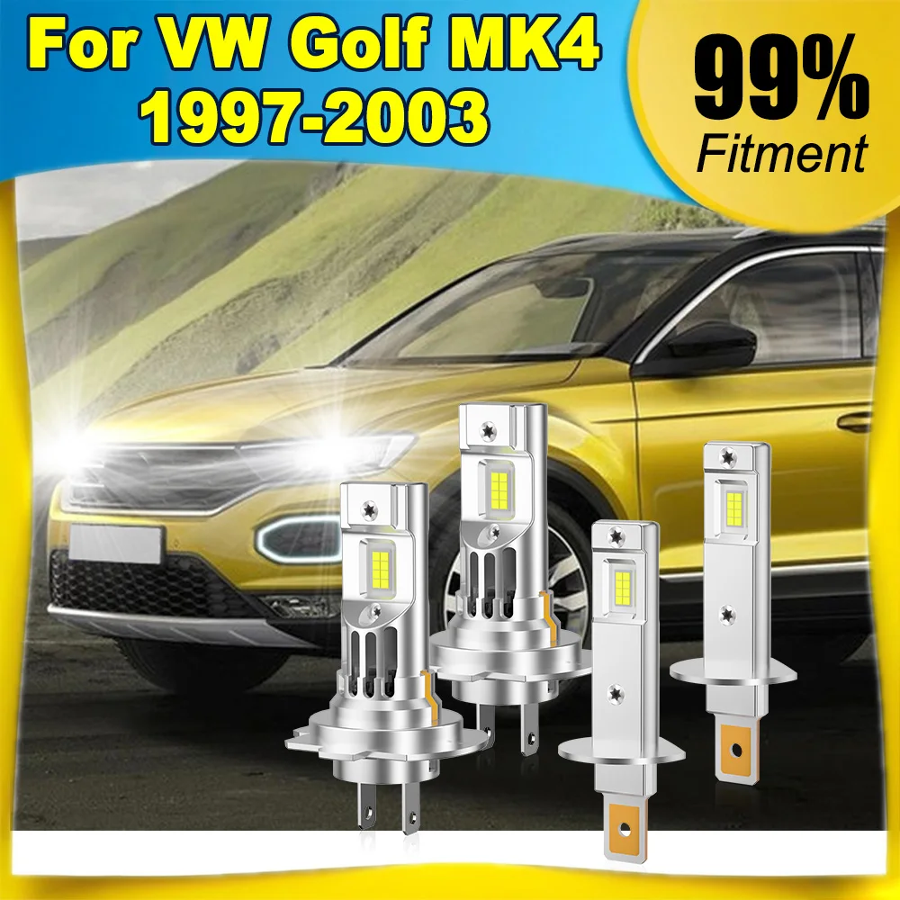 

Canbus Car LED Turbo High Low Beam Headlight 6000K High Power For VW Golf MK4 1997-2000 2001 2002 2003 Car Headlamp With Fan