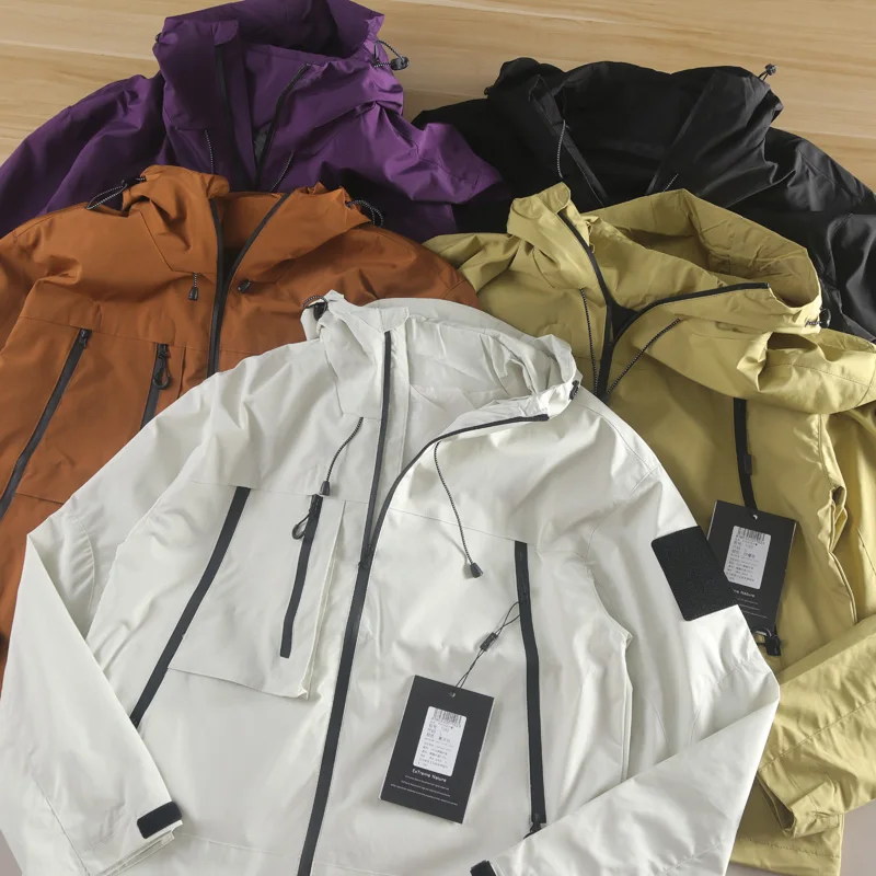 Outdoor Windproof Waterproof Breathable Men's Autumn Jaet Couple Sle Stand Fit Faion Urban Long Sve Hooded Coat