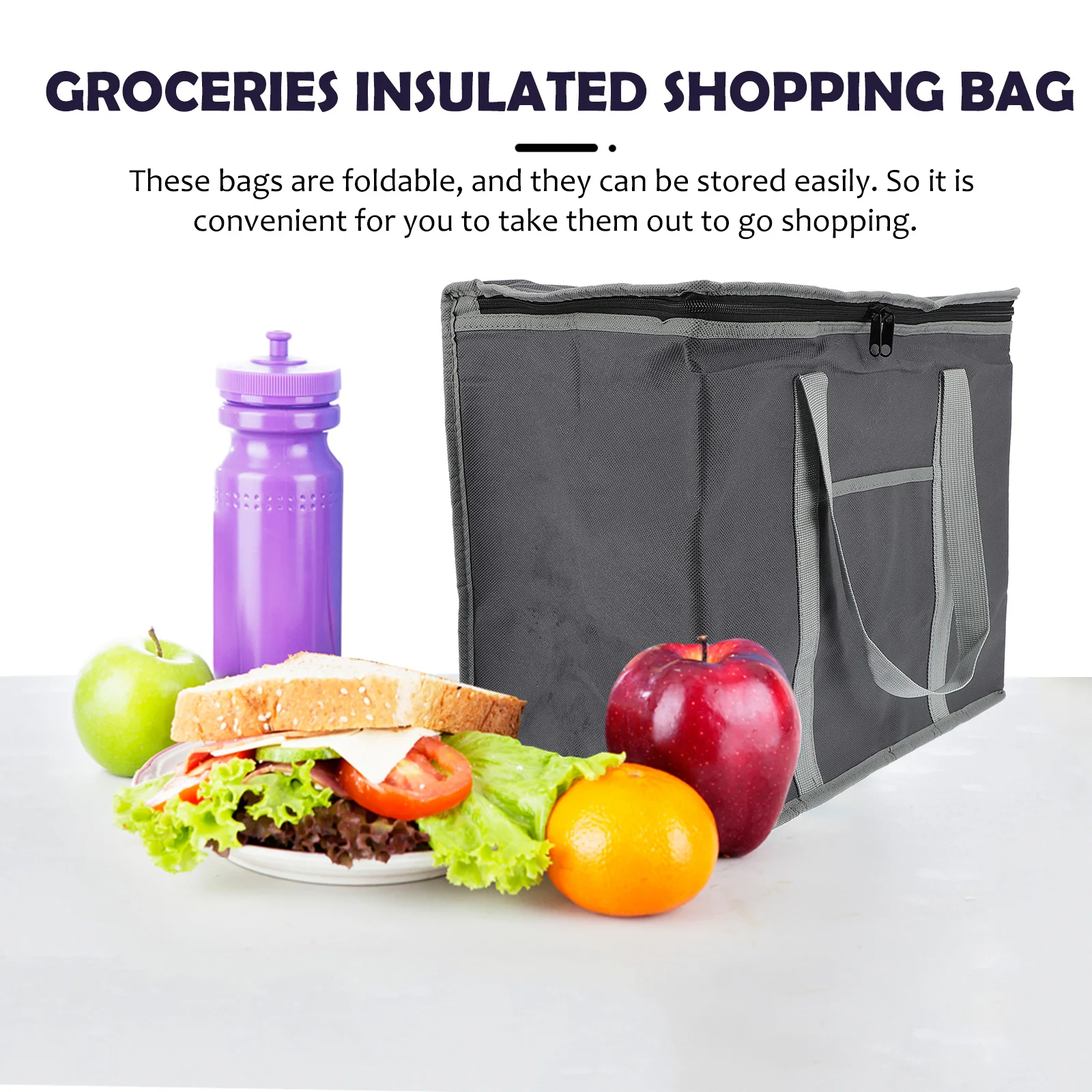 

1 pc Folding Insulation Shopping Bag 12mm Non-Woven Fabric Foldable Storage Pouch Portable Thermal Tote Bag Large for Groceries