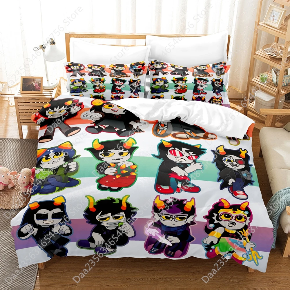 2024 Homestuck Bedding Set Single Twin Full Queen King Size Bed Set Adult Kid Bedroom Duvetcover Sets 3D Anime Bed Sheet Set