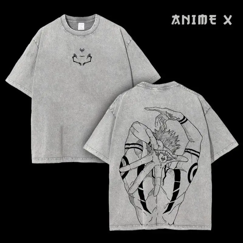 

[FS] Retro Limited Vintage Ryomen Sukuna Signature - Jujutsu Kaisen Anime Double Printed Washed Tee Unisex Oversize Anime Manga