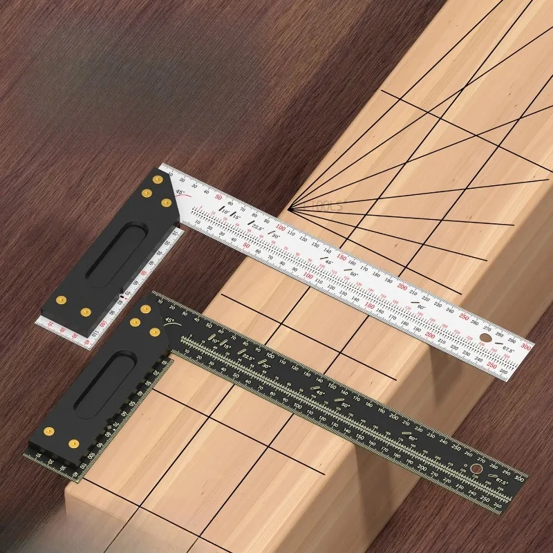 10-30cm 90 degrees Right-angle Marking Ruler Hole Location Multifunctional Stable Durable High Precision Wood Measuring Tools