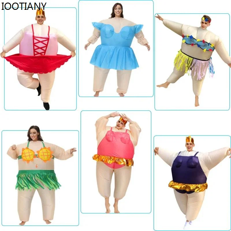 Funny Adult Role Play Inflatable Hula Dance Ballet Costume Halloween Carnival Party Dance Stage Performance Inflatable Costume