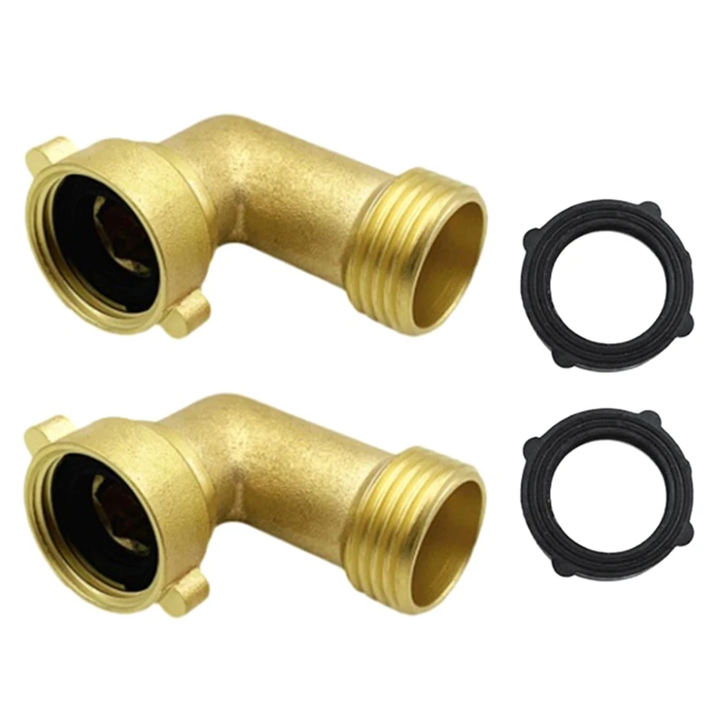 2Pcs 45 Degree Garden Hose Elbow Fitting 2Pk With 2 Washers - Outdoor Faucet Extender, Hose Connector Spigot Extender