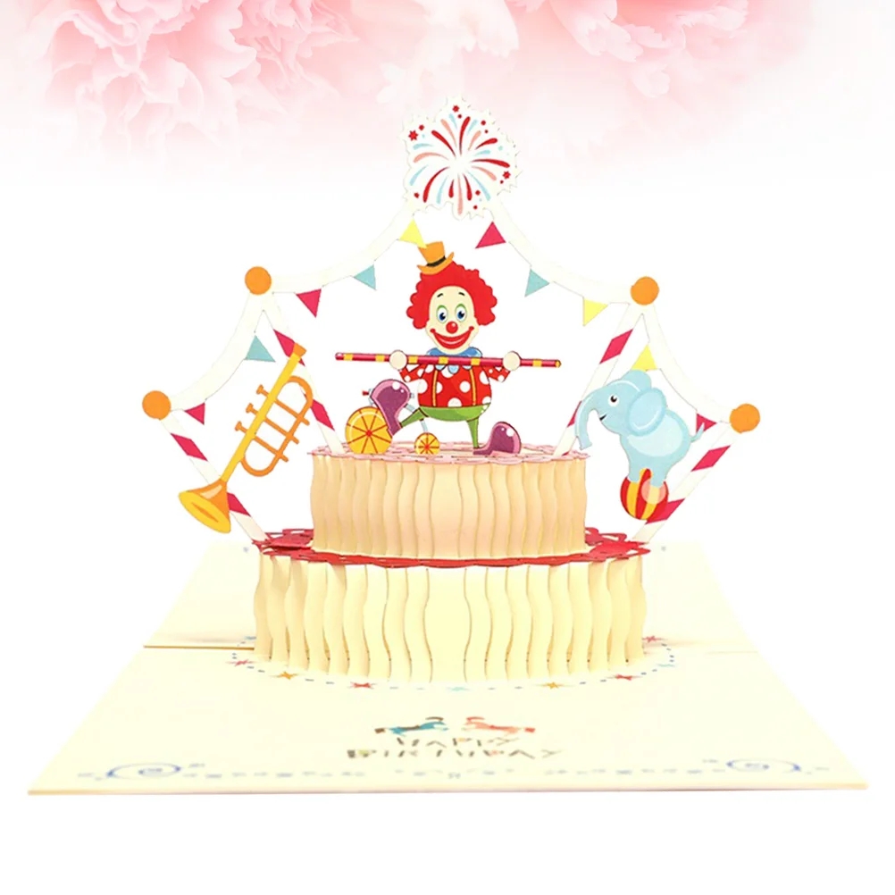 

3d Greeting Card Clown Cake Three-dimensional Stereoscopic Vivid Blessing Cards
