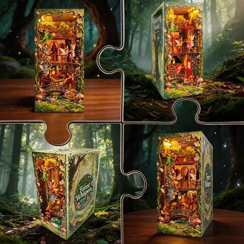 Magical Woodland DIY 3D Puzzle Bookends Miniature Scene Model Home Office Decor