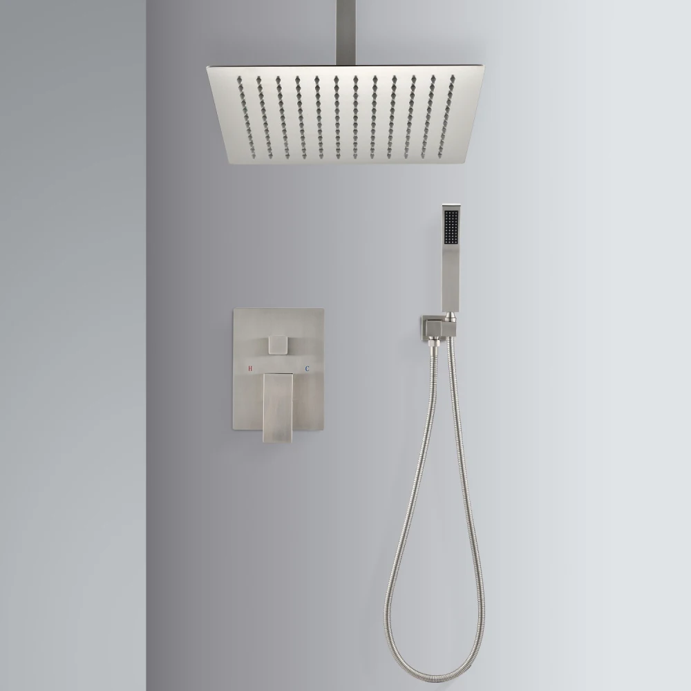 Set combinato con sistema doccia a soffitto con doccetta e soffione da 10 pollici