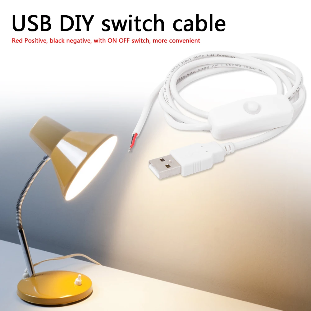 1 متر USB كابل إمداد الطاقة المهنية 2 سلك USB 2.0 ذكر تمديد الحبل DIY بها بنفسك مع تشغيل/إيقاف التبديل الكابلات الرقمية #2
