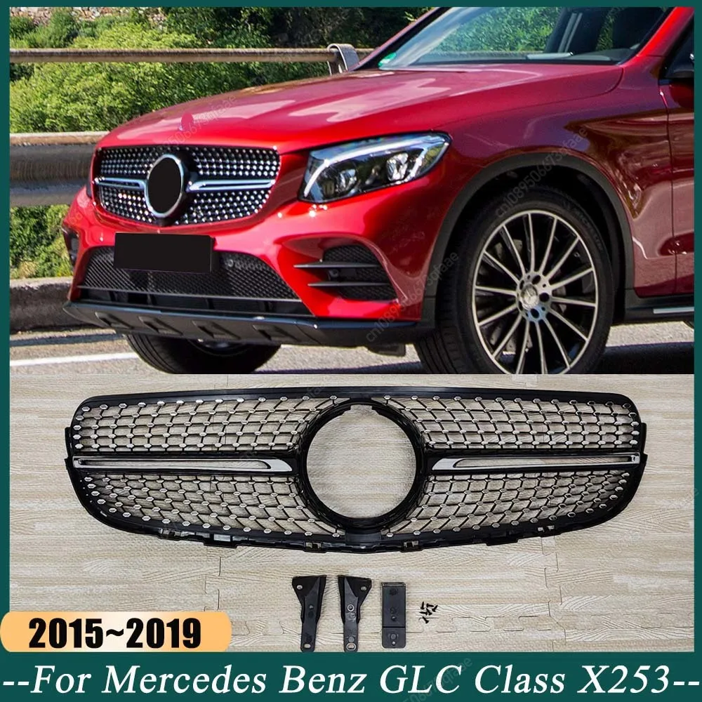 

Diamond Style Grille Front Racing Grill Bodykit For Mercedes Benz GLC Class X253 2015-2019 GLC250 GLC300 GLC350 GLC43 AMG Tuning