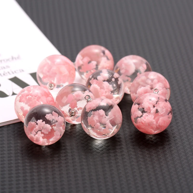 10Pcs Pink Glowing Sky Cloud Eagle Simulated Raven Bird Ball Resin Charms Animal Inside Pendant for Jewelry Making Earring Charm