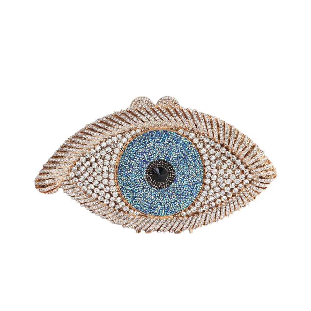 

Popular Rhinestone Bag Pointed Bottom Hollow Dinner Bag Devil's Eye Diamond Clutch Crystal Carteras Para Mujer Sac De Luxe Femme