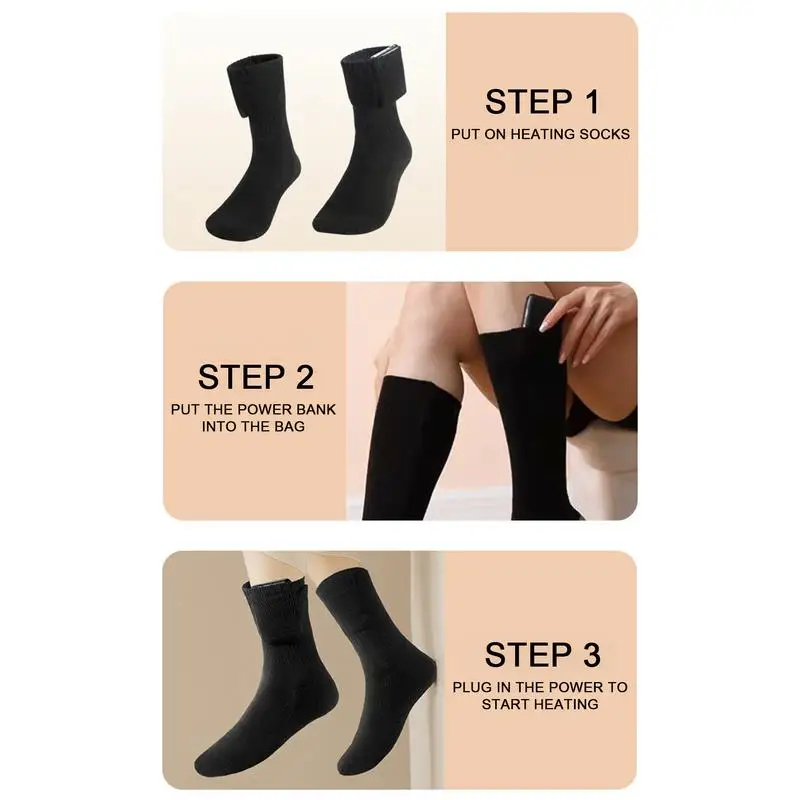 Electric Socks Heated Socks USB Rechargeable Thermal Stocking Fast Heating Winter Rechargeable Heating Sock Long Warmth Stocking