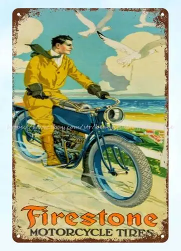 Firestone Motorcycle Tires metal tin sign office bar home interior design