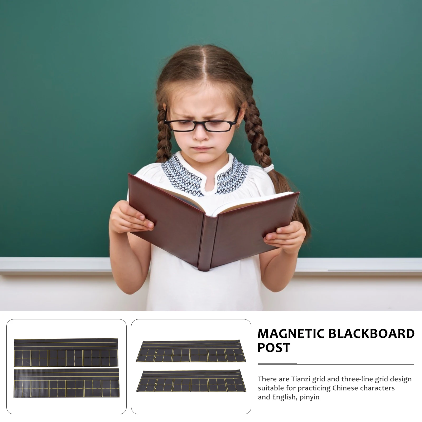 

2pcs Magnetic Blackboard Kids Writing Pad Dry Erase Reusable Magnetic Message Board Fridge Magnet Board Student Supplies