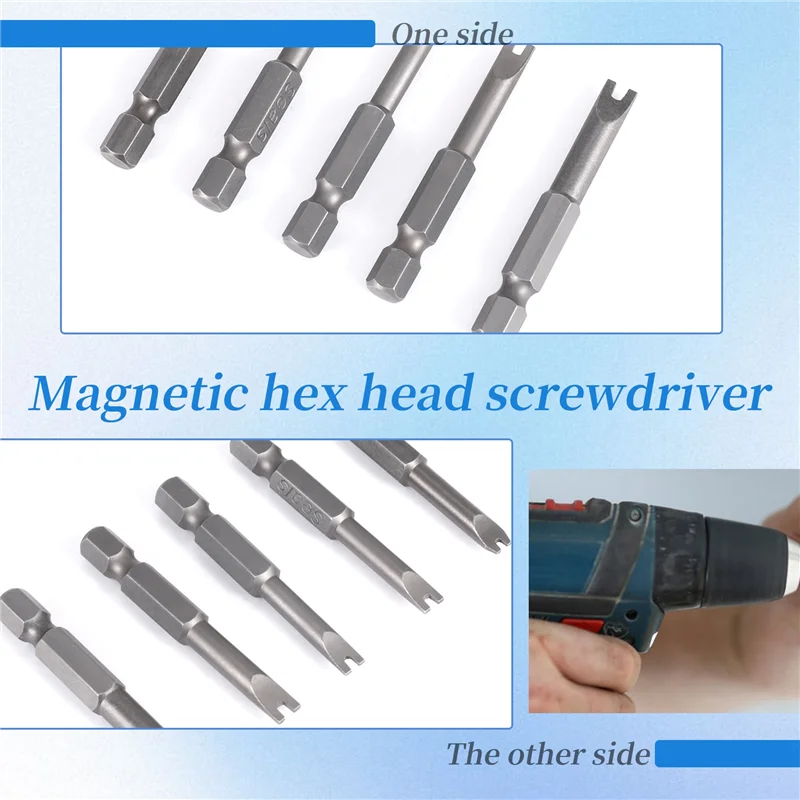 A88Z 5Pcs Set Security Bit Set Tamper Proof Screwdriver Drill Bit Screw Driver Bits Hex Shank Magnetic U Shaped 1/4 Inch Driver
