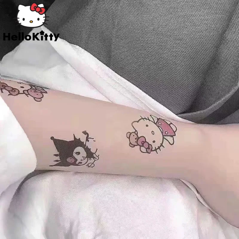 Sanrio Hello Kitty Kuromi Tattoo Sticker Boys And Girls Waterproof Lasting Cartoon Animation Cute Tattoo Sticker Adult Students