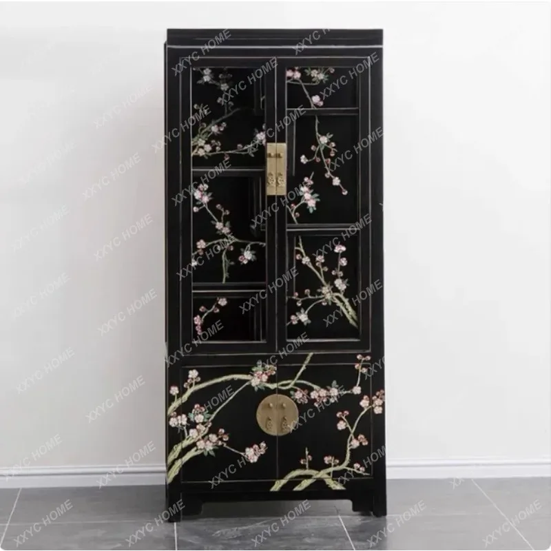 

XX Solid wood living room storage classical furniture custom drawer glass perspective