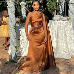 Auburn Mermaid Bridesmaid Dresses One Shoulder Beading Africa Women Wedding Evening Guest Party Gowns Formal Dress Customized