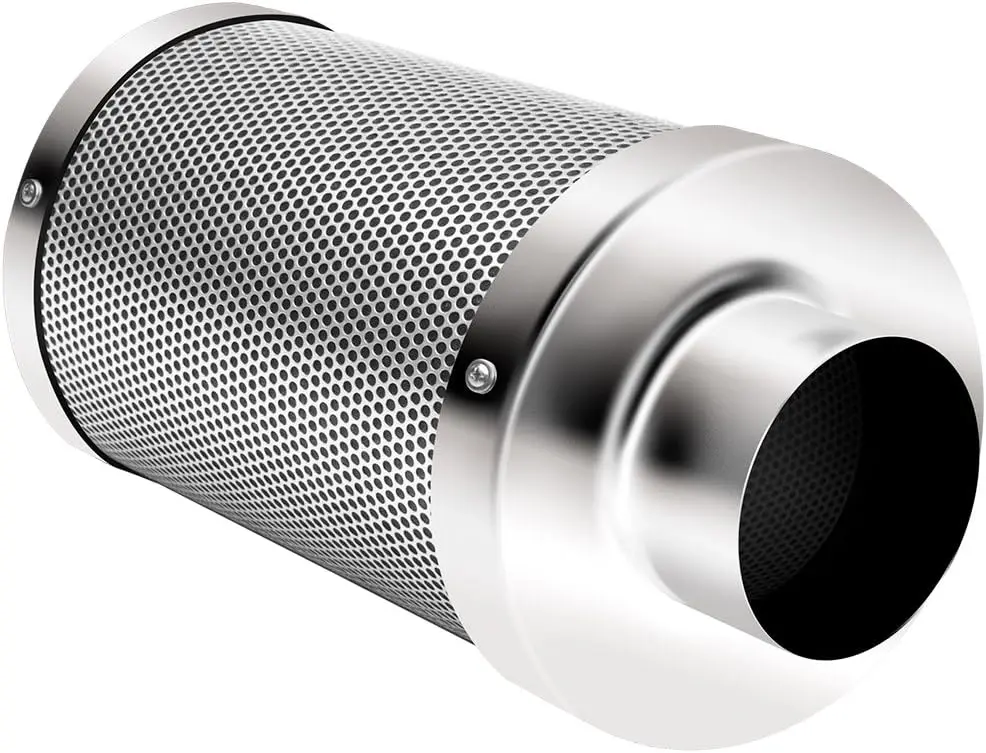 

6-дюймовый воздушный угольный фильтр для выращивания палаток, контроля запаха с активированным углем, реверсивным фланцем и предварительным фильтром