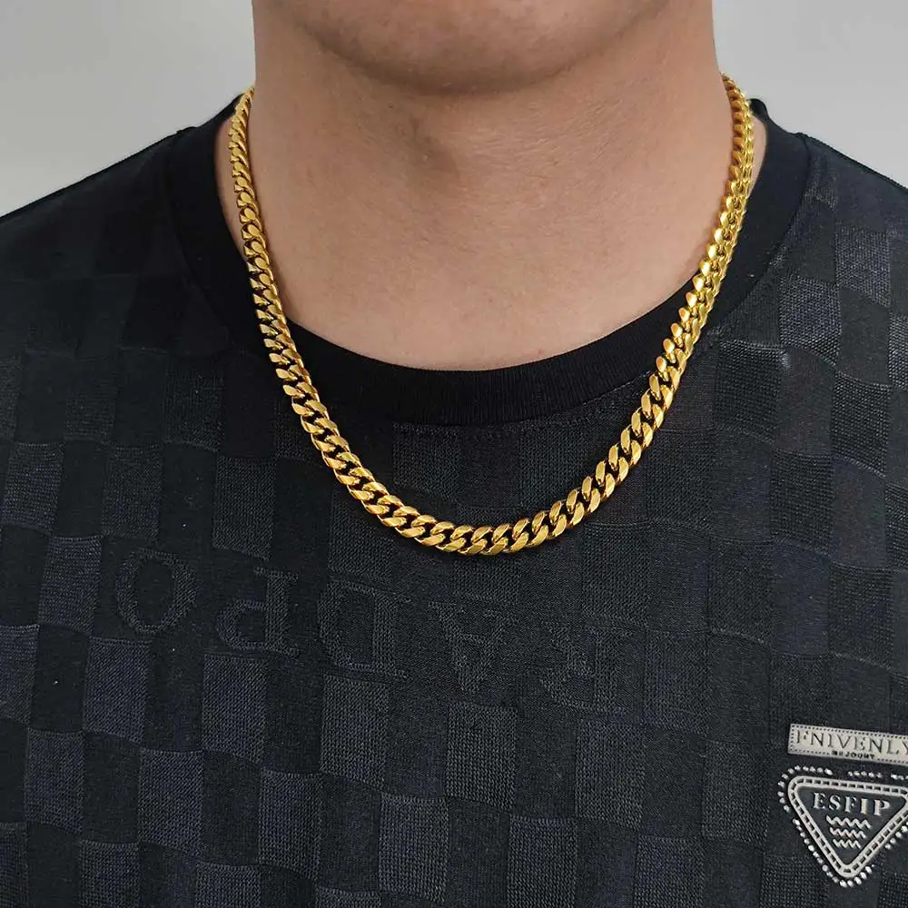 

Men's Hip Hop Fashion Jewelry 7mm 9mm Silver/Gold Plated Stainless Steel Cuban Link Chain Necklace