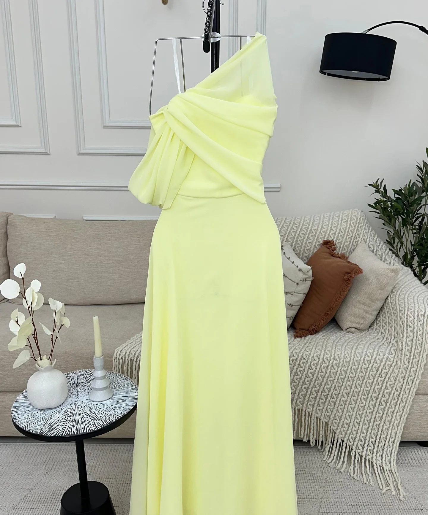 Adeli Saudi Sexy Yellow Prom Gown Women Pleated Chiffon Party Evening Dress Floor Length Formal Occasion Dresses 2025 Customized