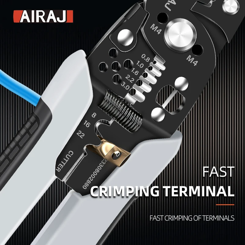 AIRAJ Crimping Pliers, Cutting and Stripping Wires Cold Pressing Terminals, Multifunctional Electrician Specific Crimping Pliers