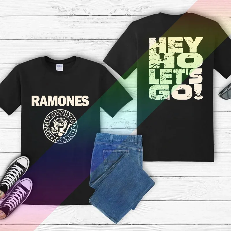 2024 Men T Shirt Casual Ramone Hey Ho, Let's Go! Music Enthusiast T-shirt Graphic Summer Short Sleeve 100% Cotton S-3XL Cool Tee