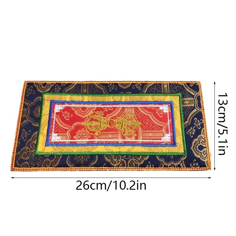 26X13CM Tibetan Embroidered Non-Slip Altar Mat Buddha Statue Incense Offering Cup Pad Buddha Statue Decorative Incense Pad New