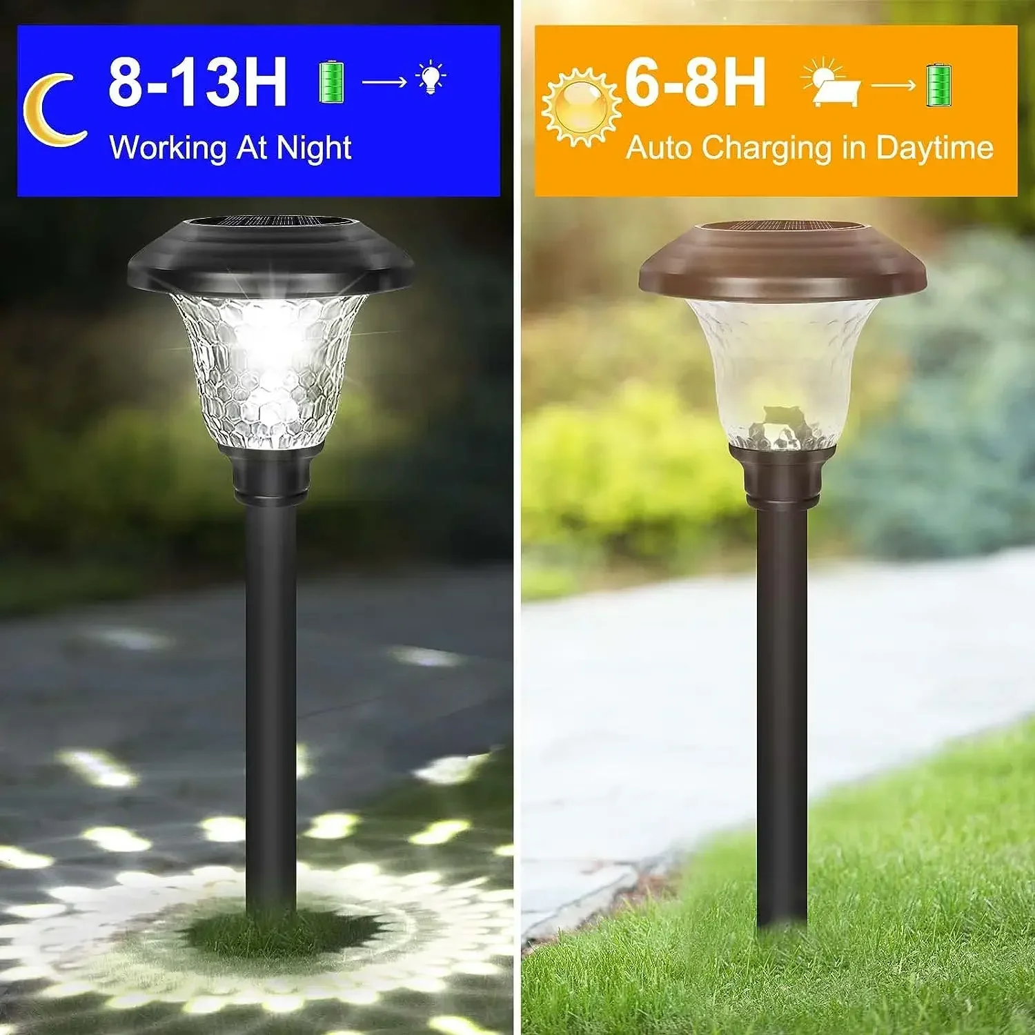 Solar Pathway Light Outdoor,Color Changing+Warm White Solar Garden Lights,Bright Solar Path Lights,for Outside Garden Decoration