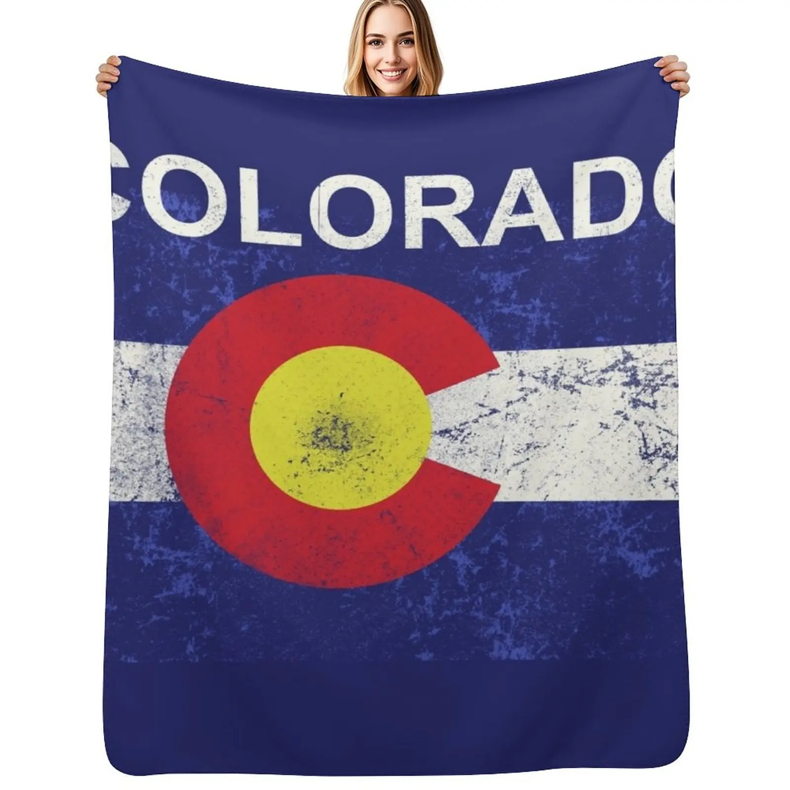 colorado flag vintage Throw Blanket Stuffeds Furry Retros sofa bed Nap valentine gift ideas Blankets