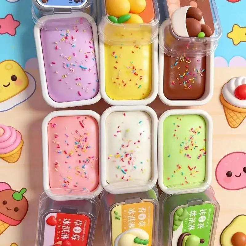1Pcs Bread Shaped Handmade Fidget Toy Slow-rebound Simulation Bread Squeeze Toy 3D Soft Sticky Box Cake Toys