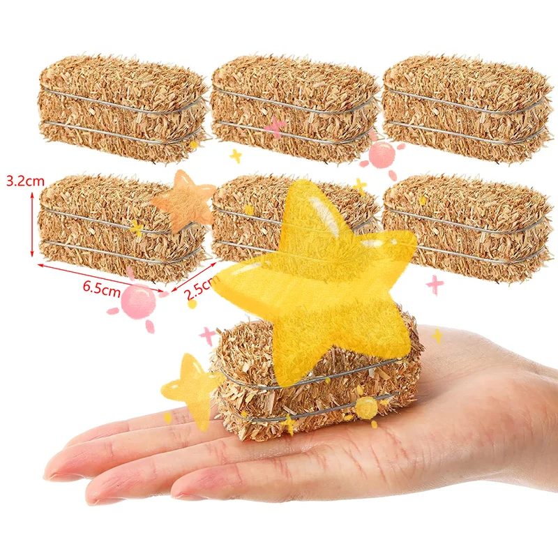 6 قطع من باليات القش الصغيرة كومة قش المزرعة المصغرة الريفية القابلة للتكديس كتل القش المزيفة لتزيين بيت الدمى #1