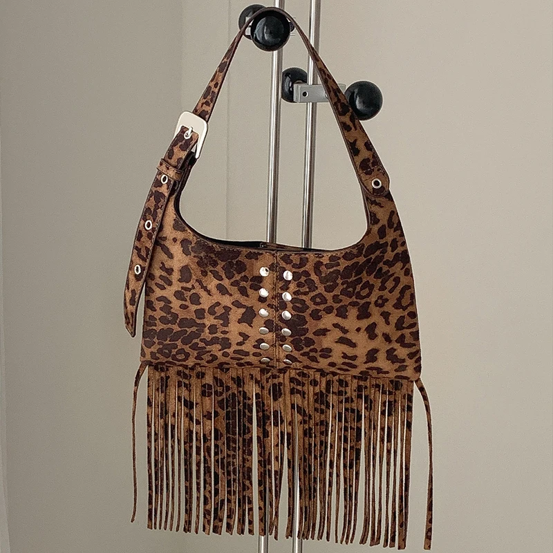 

Korean Vintage Faux Suede Small Bags For Women Luxury Designer Handbag And Purse 2026 New In Rivet Tassel Slim Underarm Shoulder