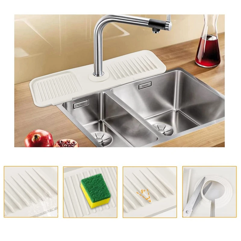 Silicone Sink Faucet Mat Kitchen Sink Splash Guard Faucet Handle Drip Catcher Tray For Kitchen Bathroom Counter