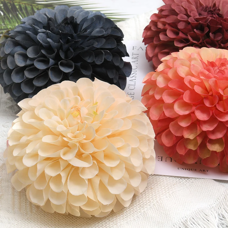 5pcs/12cm Multilayered petals Pompom Dahlia  Artificial Silk Flowers Heads Hydrangea Home Wedding Decoration DIY Scrapbooking