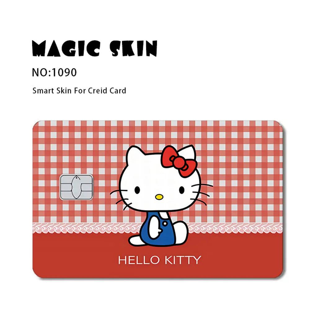 5-/10 sztuk Sanrio Hello Kitty karta kredytowa karta debetowa matowa naklejka z PVC skóra folii 100% różne tajemnicze prezenty naklejki losowo