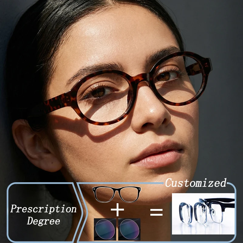 

Ellipse Frame Legs Metal Core Inspection Photochromic Prescription Glasses Anti Blue Ray Hyperopia Myopia Astigmatism Eyewear