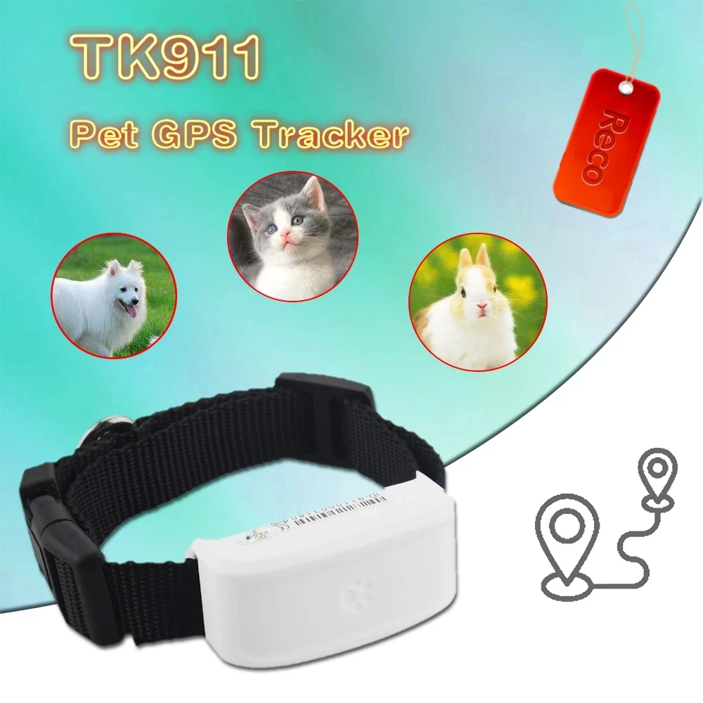 Cat Dog GPS Tracker TKSTAR TK911 Waterproof IP66 Tracking Locator With Pet Collar High Accuracy Support History Route Playback