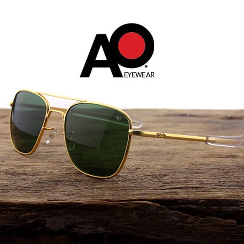 American AO Sunglasses Men Army Military Aviation Pilot Sun Glasses Polarized Lens Woman Luxury Brand Vintage With Original Box