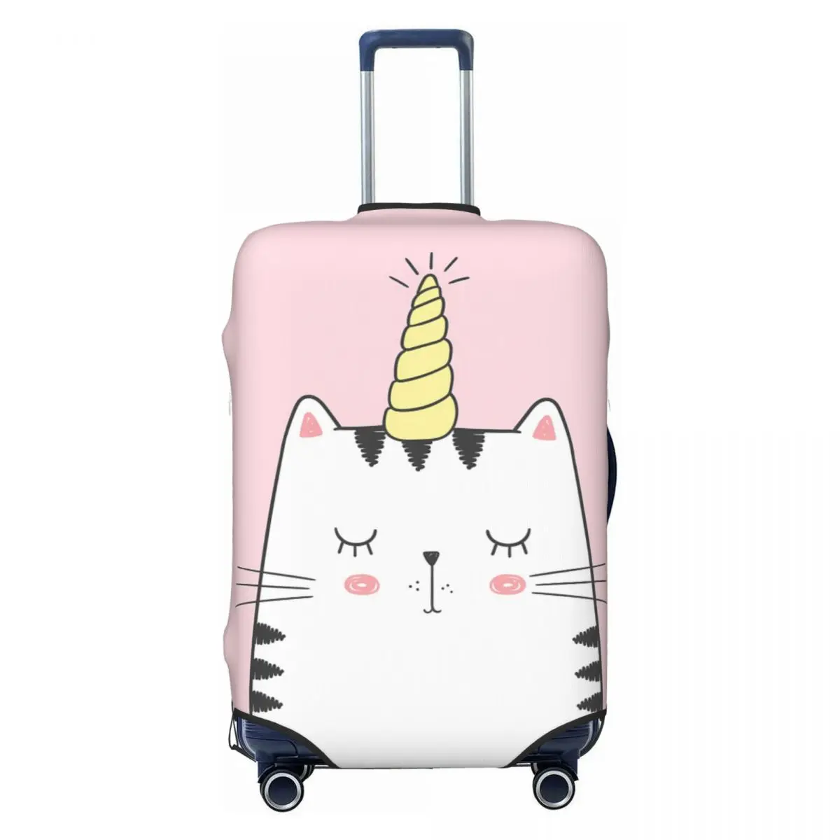 Cute Cat With Unicorn Horn Suitcase Cover Anime Business Protection Flight Practical Luggage Supplies